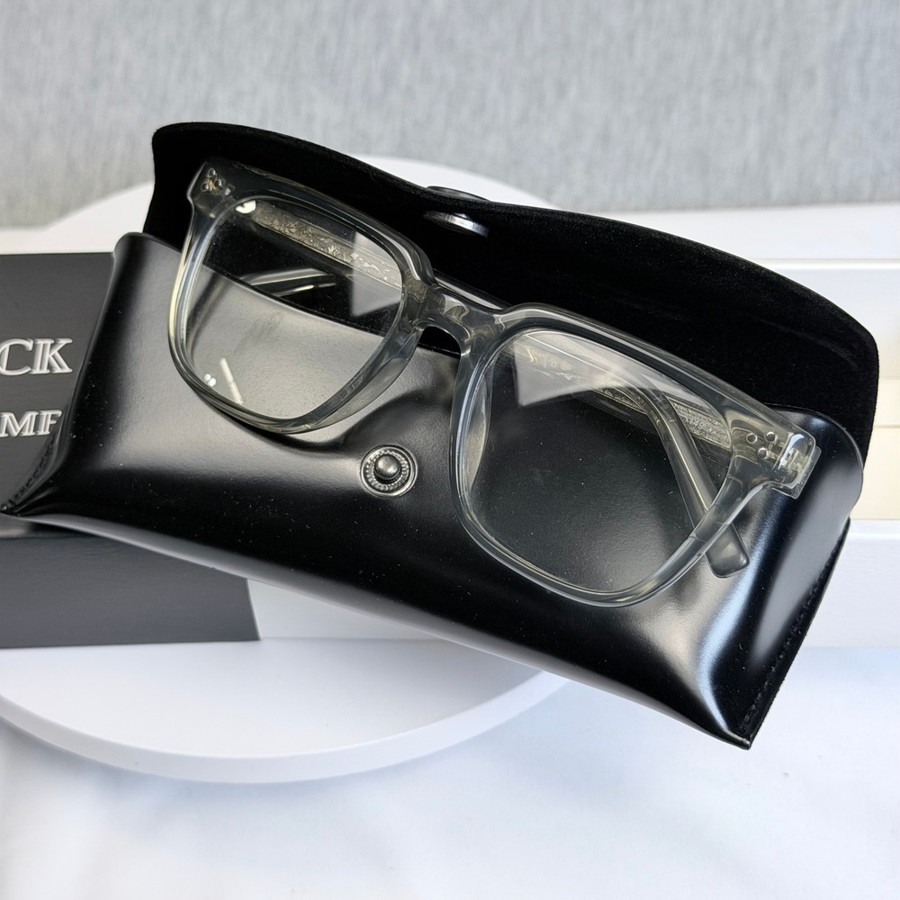 Bro Black Dog Now You See Me Clear Grey Square Frame Eyeglasses with Case